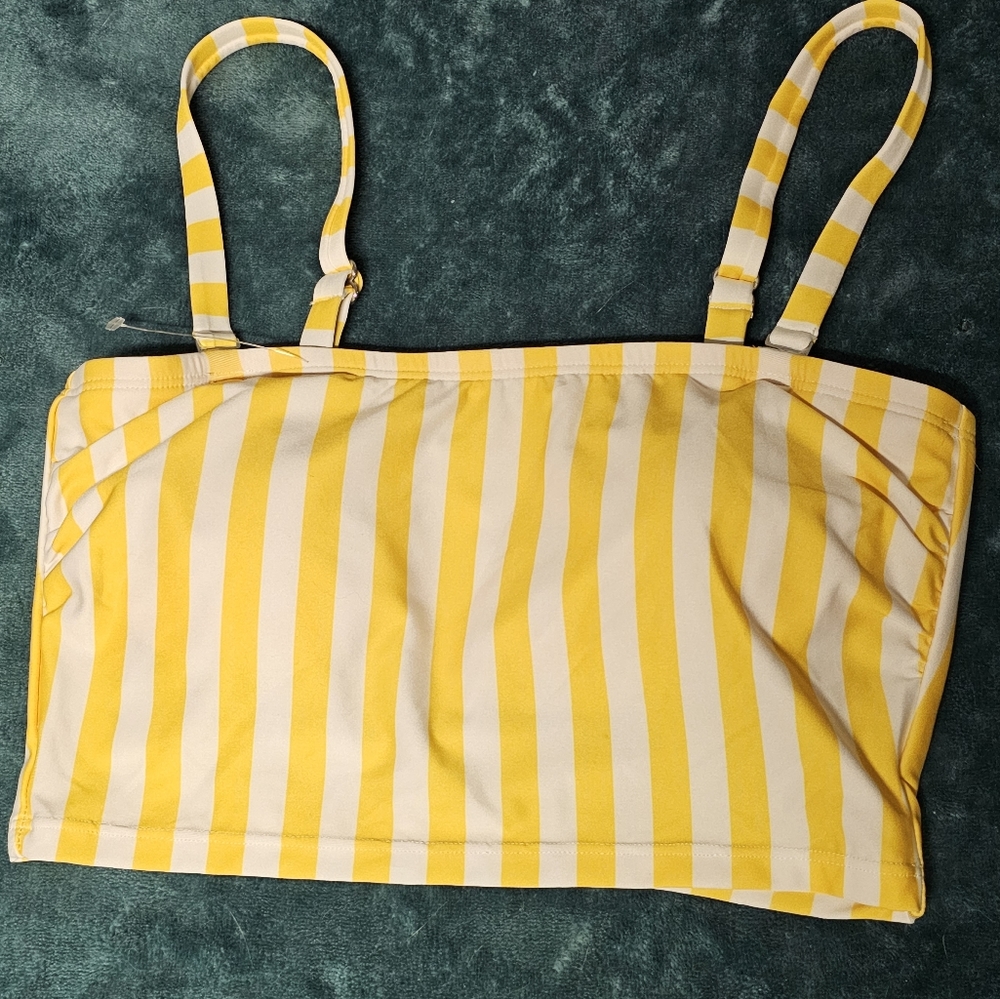4/$20 NWOT Social Angel Yellow & White Striped Bikini Top size Small